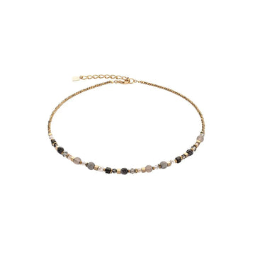 Festive Spheres Gold - Graphite Necklace