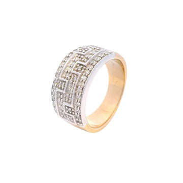 Geometric Diamond Pave Ring in Yellow Gold