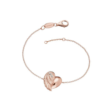Engelsrufer Rose Gold Cubic Zirconia Heart Wing Bracelet 15.5cm