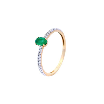 Emerald and Diamond Set Dress Ring in Yellow Gold