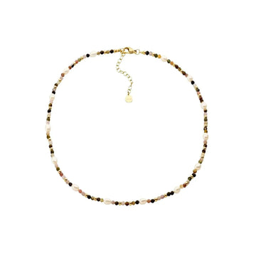 Ellani Stainless Steel Tourmaline & Freshwater Pearl 40cm Necklace