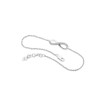 Ellani Sterling Silver half slide with Cubic Zirconia Infinity Bracelet