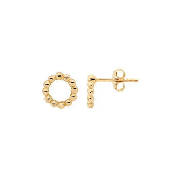Ellani Yellow Gold Bubble Circle Earrings