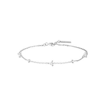 Silver Triangular Cubic Zirconia Station Bracelet