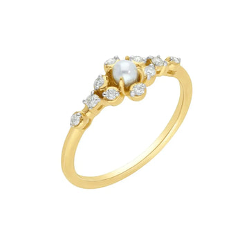 Fresh Water Pearl and Diamon in 9ct Yellow Gold