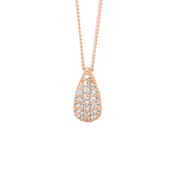 SS wh cz pave 12mm tear drop pendant