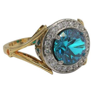 Anello in Platino & Oro Con Diamante Apettite