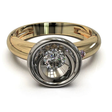 Art Deco White & Pink Diamond in a Platinum & 18 Carat Yellow Gold Engagement Ring