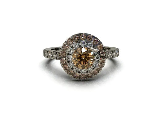 Multi-Colour Halo Diamond Ring