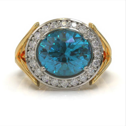 Anello in Platino & Oro Con Diamante Apettite