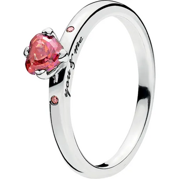 You & Me Silver Ring w Fuschia Pink CZ