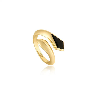 Ania Haie Gold Black Agate Wrap Adjustable Ring