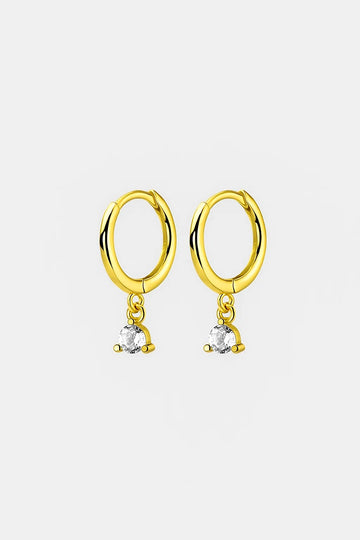 Gold-Plated Hoop Earrings with Crystal Drop