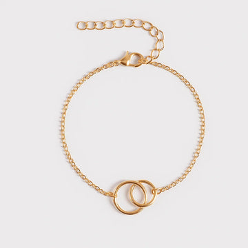 Gold-Plated Double-Ring Chain Bracelet