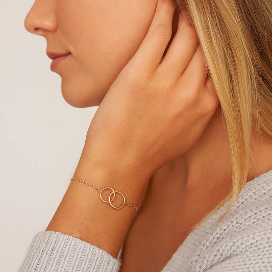 Gold-Plated Double-Ring Chain Bracelet
