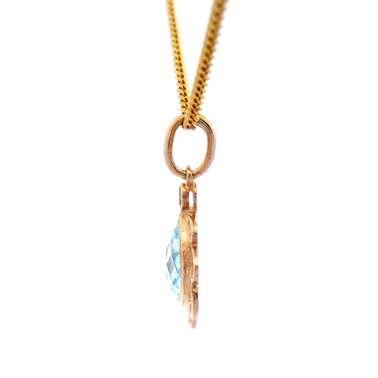 9ct Yellow Gold Blue Topaz Pendant