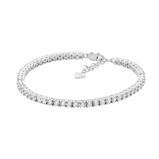 Claw Set CZ Tennis Bracelet in Rhodium Plating
