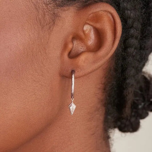 Ania Haie Silver Sparkle Drop Pendant Hoop Earrings