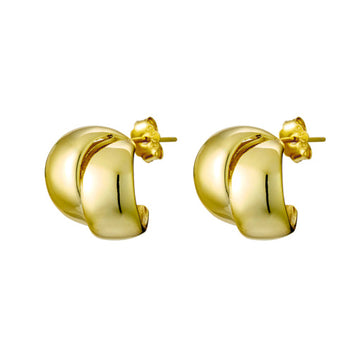 Yellow Gold Plated Sterling Silver Overlapped Earring Design