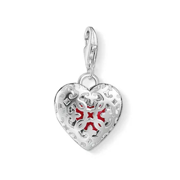 Thomas Sabo Silver Charm Club Arabesque Red Heart Locket Charm