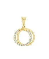Double Circle Cubic Zirconia Pendant in 9 Carat Yellow Gold