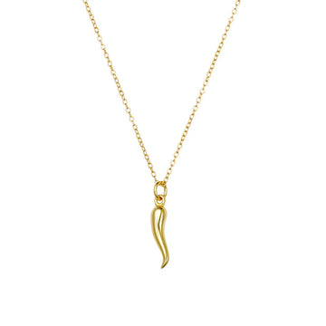 Yellow Gold Plated “Cornicello” Horn Pendant Necklace