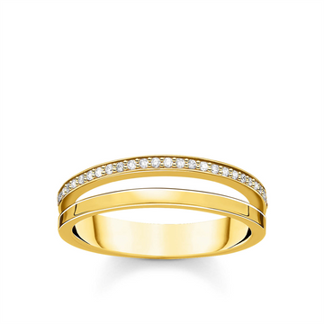 Thomas Sabo Gold Plated Charming Ring White Stones Ring