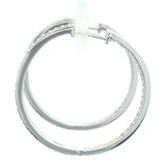 9CT W/G PAVE SET LARGE HUGGIE Dia EARRINGS TDW .50CT