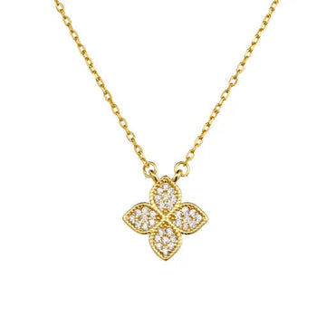 Sterling Silver Micro Pavé Flower Necklace