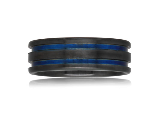 Black and Blue Zirconium Mens Ring