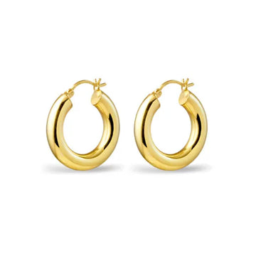 Yellow Gold Plated Sterling Silver Round Hollow Hoop Earrings
