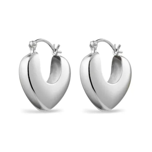 Sterling Silver Gold Plated Abstract Heart Hoop Earrings