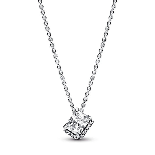 Sterling silver collier with pendant with clear cubic zirconia
