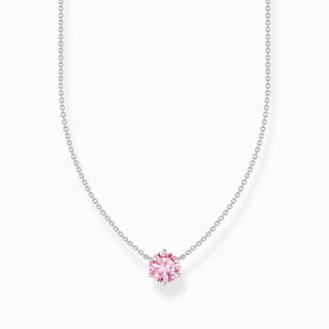 Thomas Pink Zirconia Solitaire Necklace