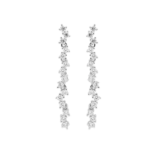 Dazzling Silver Drop Earrings with Cubic Zirconia Accents