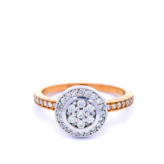 Halo Set Diamond Ring in a Two Tone Gold