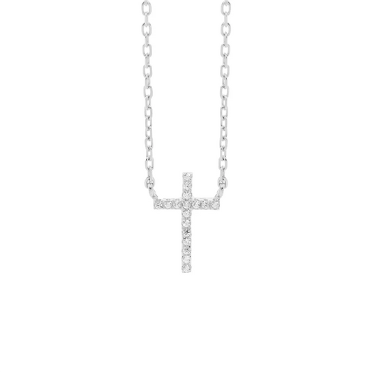 Ellani Sterling Silver Small Cross Necklace
