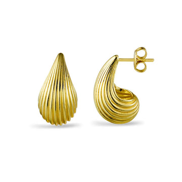 Sterling Silver Shell Detail Teardrop Stud Earrings