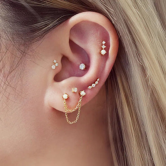 #5 DAINTY SIL CZ BEZEL SET CLIMBER STUDS