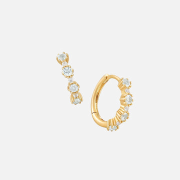 Ania Haie 14kt Gold White Sapphire and Blue Topaz Huggie Hoop Earrings
