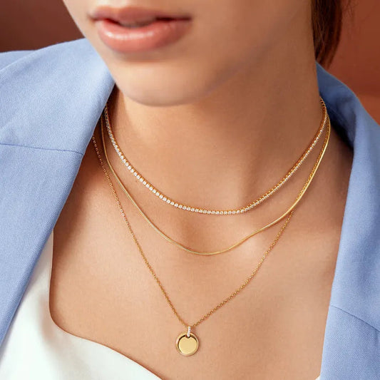 #4A CHIC SIL DISC CZ PENDANT N/L 45+5cm