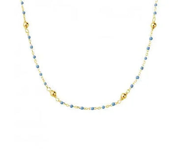 Light Blue Enamel Gold Plated Necklace