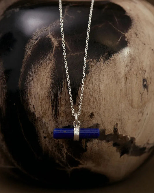 Kirstin Ash Lapis T-Bar Necklace Sterling Silver