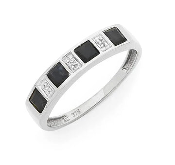 9ct White Gold Sapphire & Diamond Ring