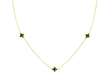 9ct Yellow Gold Malachite Petal Necklace40+2.5cm