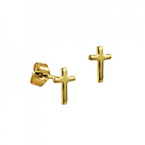 Yellow Gold Small Cross Studs