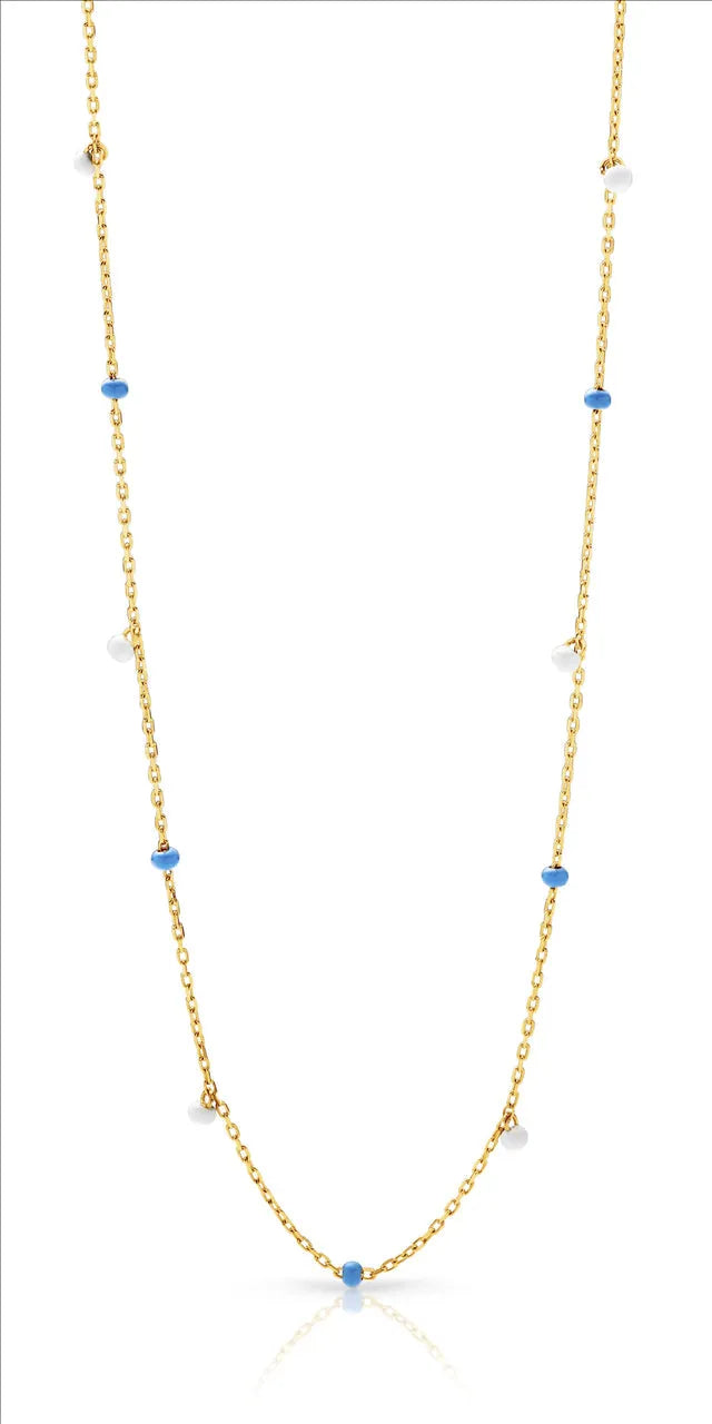 Fine Cabe Link Chain in Yellow Gold with Enamel Balls