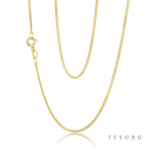 9 Carat Yellow Gold Grumette 2 Sided Curb Chain, 50cm