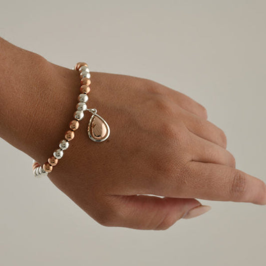 Von Treskow Stretchy Bracelet With Large Rose Gold-Filled Pendant