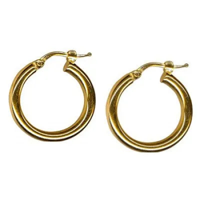 15mm Plain Hoop Italian Made Earrings in Sterling Silver